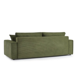 Canapé droit ZOLA convertible velours côtelé vert 3 places
