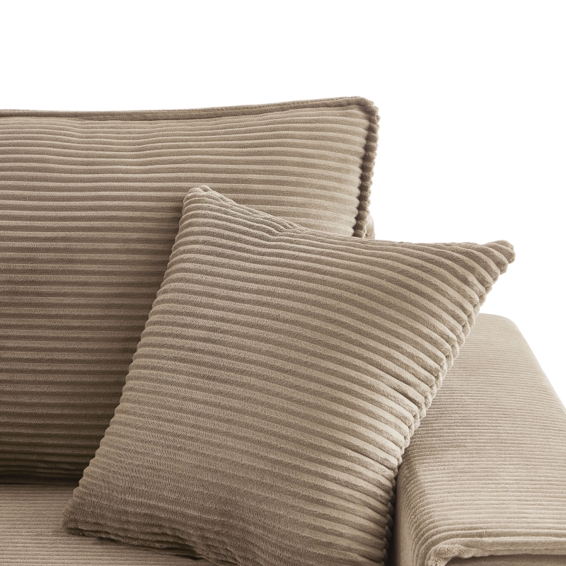 Canapé droit ZOLA convertible velours côtelé taupe 3 places