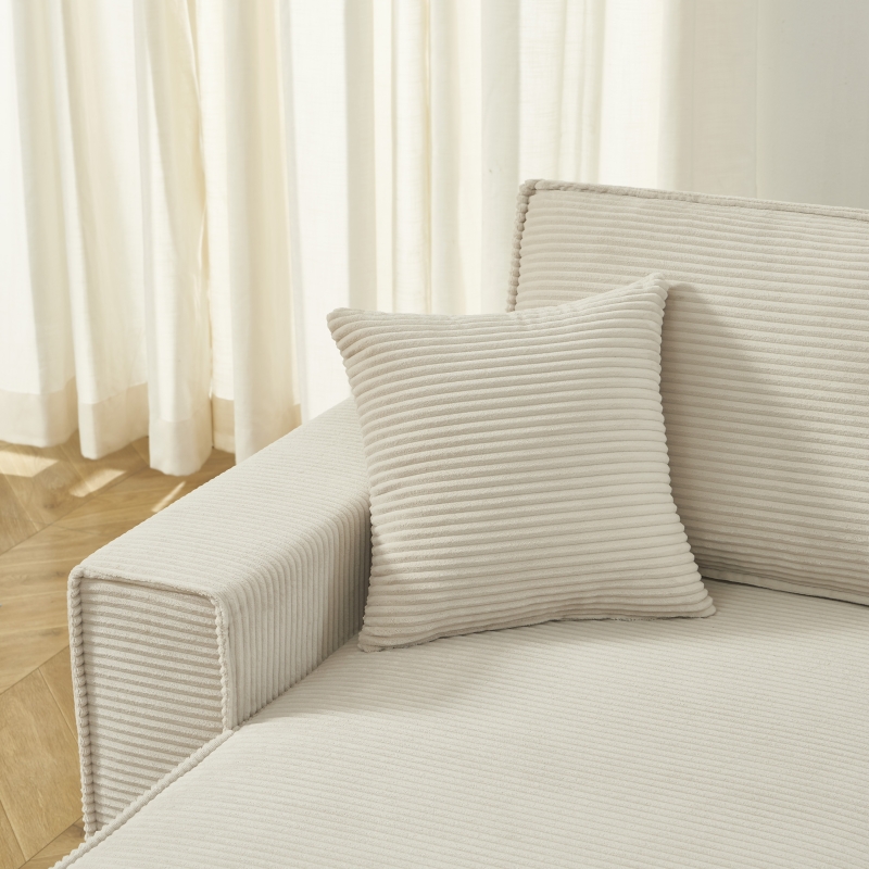 Canapé d'angle ZOLA convertible et réversible velours côtelé beige