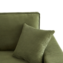 Canapé d'angle ZOLA convertible et réversible velours côtelé vert