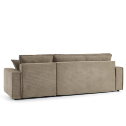 Canapé d'angle ZOLA convertible et réversible velours côtelé taupe 4 places