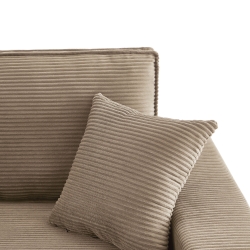 Canapé d'angle ZOLA convertible et réversible velours côtelé taupe 4 places