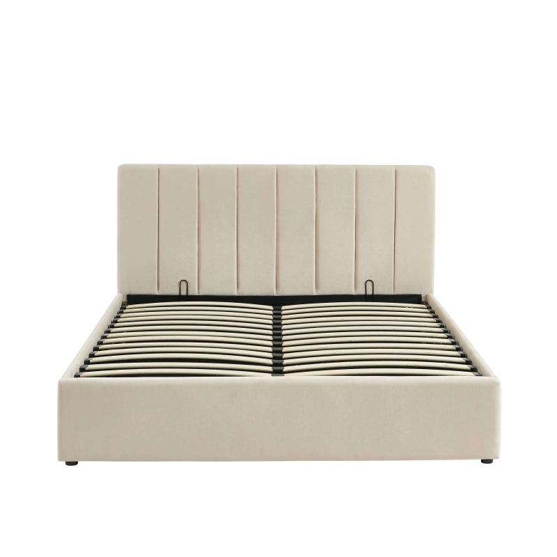 Lit coffre DARIO en tissu beige 160 x 200 cm