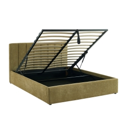 Lit coffre DARIO en tissu vert 160 x 200 cm