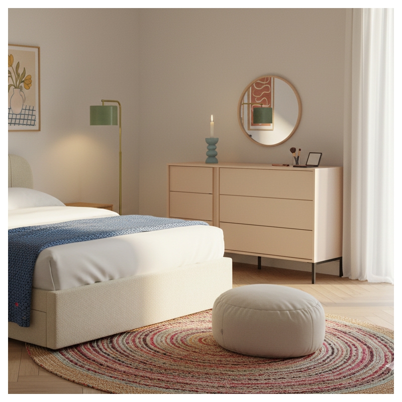 Commode 6 tiroirs HULDA beige 137cm