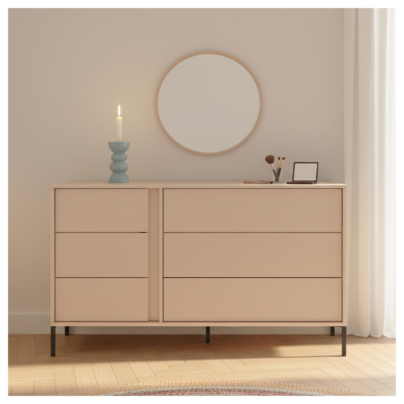 Commode 6 tiroirs HULDA beige 137cm
