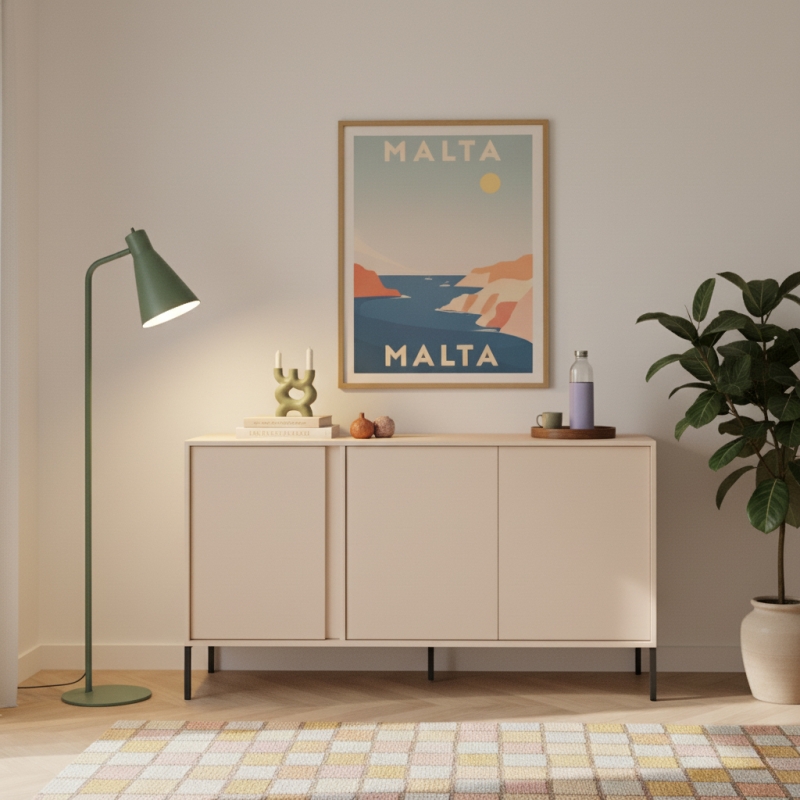 Buffet HULDA beige 3 portes 153cm