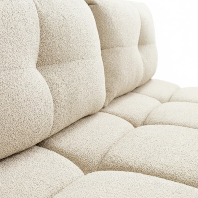 Canapé droit convertible TASCA 3 places tissu bouclette grège