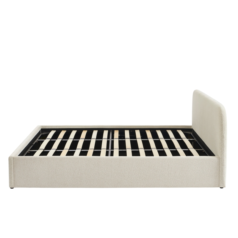 Lit coffre GELA tissu chenille beige 180x200 sommier inclus