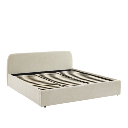 Lit coffre GELA tissu chenille beige 180x200 sommier inclus
