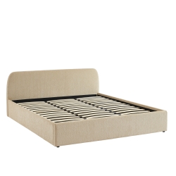 Lit coffre GELA tissu chenille grège 180x200 sommier inclus