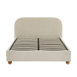 Lit coffre PILKA 140x190 tissu chenille beige sommier inclus