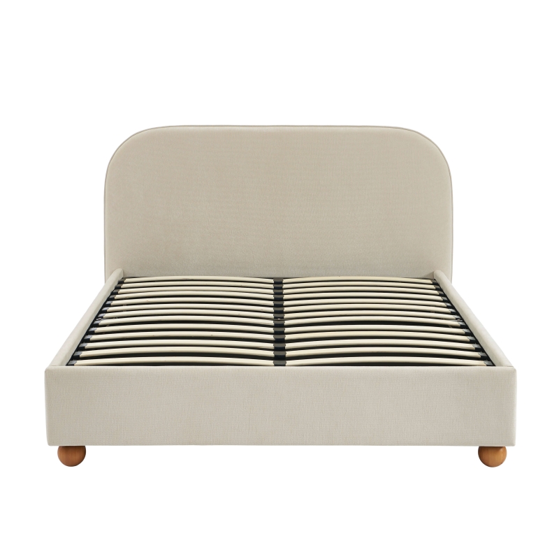 Lit coffre PILKA 140x190 tissu chenille beige sommier inclus