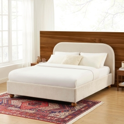 Lit coffre PILKA 160x200 tissu chenille beige sommier inclus