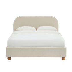 Lit coffre PILKA 160x200 tissu chenille beige sommier inclus