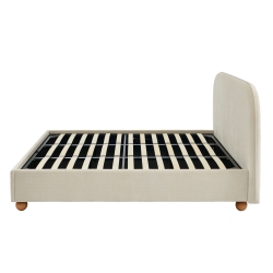 Lit coffre PILKA 180x200 tissu chenille beige sommier inclus