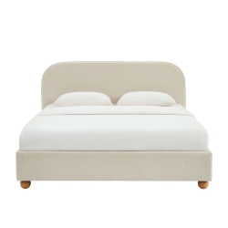 Lit coffre PILKA 180x200 tissu chenille beige sommier inclus