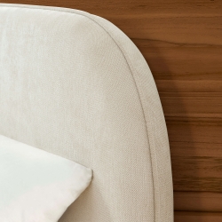 Lit coffre PILKA 140x190 tissu chenille beige sommier inclus