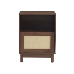 Table de chevet HARIA effet noyer et rotin