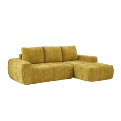 Canapé d'angle droit compressé AUREA 4 places tissu jaune moutarde