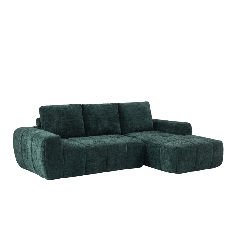 Canapé d'angle droit compressé AUREA 4 places tissu vert