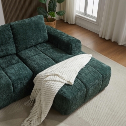 Canapé d'angle droit compressé AUREA 4 places tissu vert