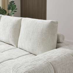 Canapé d'angle gauche compressé AUREA 4 places tissu beige