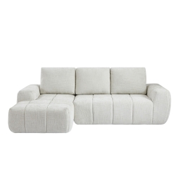 Canapé d'angle gauche compressé AUREA 4 places tissu beige