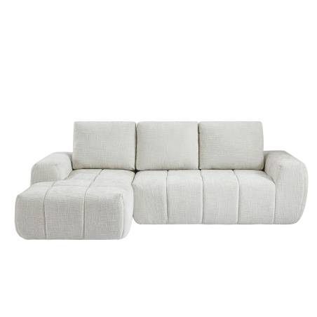 Canapé d'angle gauche compressé AUREA 4 places tissu beige