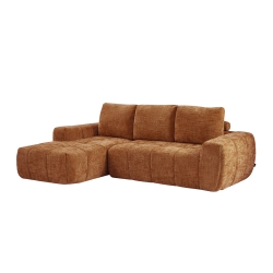 Canapé d'angle gauche compressé AUREA 4 places tissu terracotta