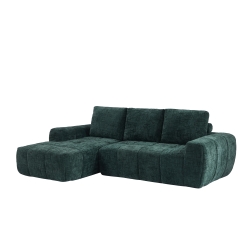 Canapé d'angle gauche compressé AUREA 4 places tissu vert