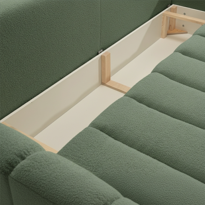 Canapé droit convertible GIORGIO 3 places tissu bouclette vert kaki