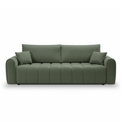 Canapé droit convertible GIORGIO 3 places tissu bouclette vert kaki