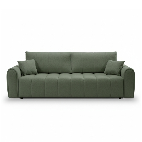 Canapé droit convertible GIORGIO 3 places tissu bouclette vert kaki