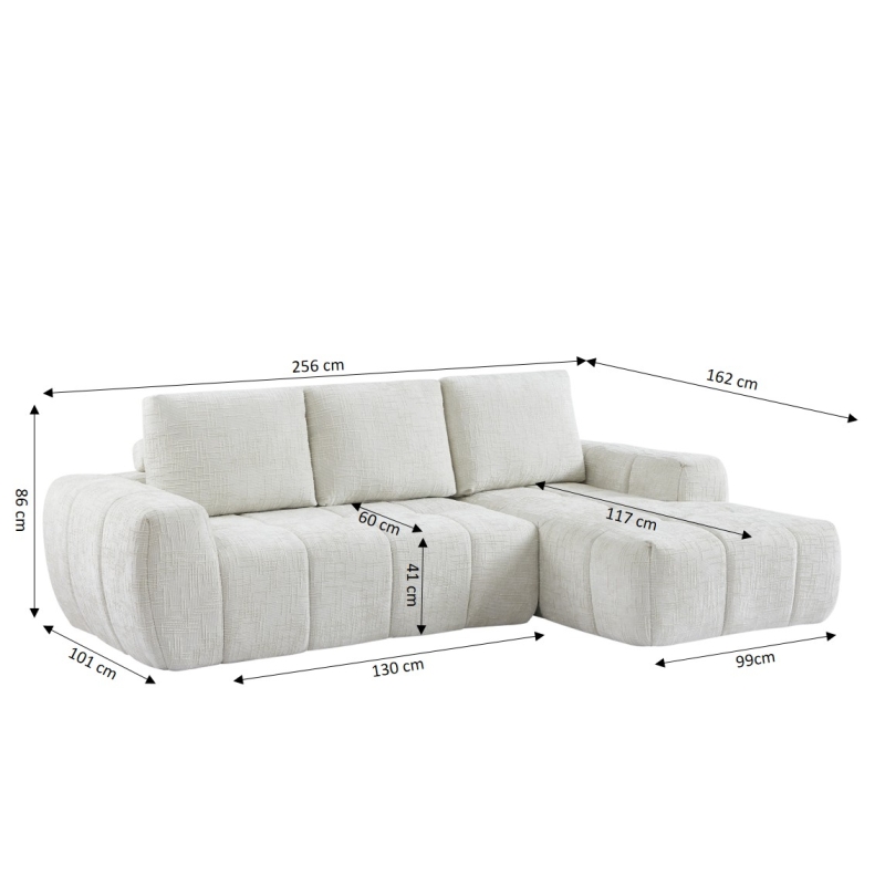 Canapé d'angle droit compressé AUREA 4 places tissu beige