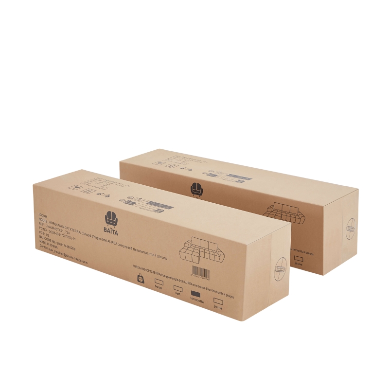 Canapé d'angle droit compressé AUREA 4 places tissu vert