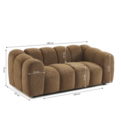 Canapé droit SUNNY 2 places tissu tweed marron