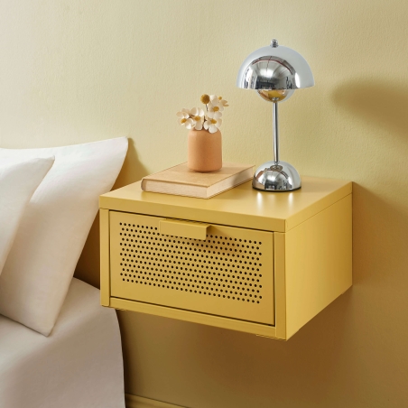 Table de chevet murale PANTONE métal jaune moutarde 40cm