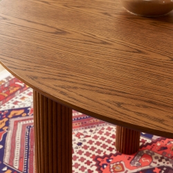 Table de séjour PENELOPE ronde placage chêne couleur noyer 115 cm