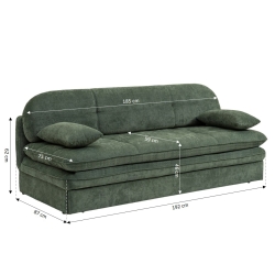 Banquette convertible CILA 3 places tissu vert