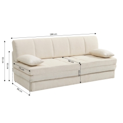 Banquette LUMA convertible 3 places tissu chenille beige