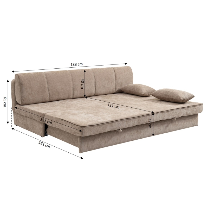 Banquette LUMA convertible 3 places tissu chenille marron