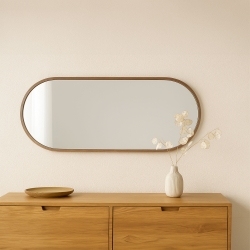 Miroir murale ADI ovale 30x60cm avec contour bois sombre