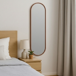 Miroir murale ADI ovale 30x100cm avec contour bois sombre