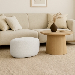Pouf BAY en tissu bouclette blanc
