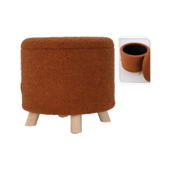 Poufavec rangement OAD en tissu bouclette orange