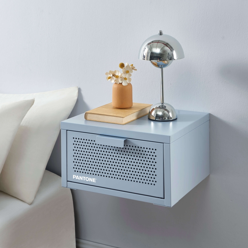 Table de chevet murale PANTONE métal gris bleu 40cm