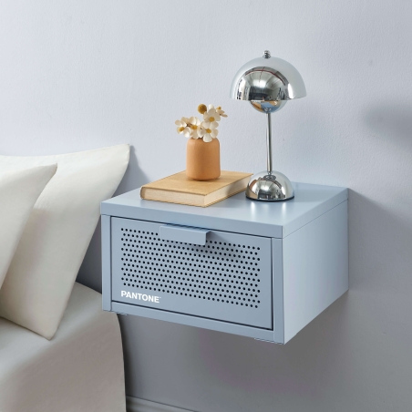 Table de chevet murale PANTONE métal gris bleu 40cm