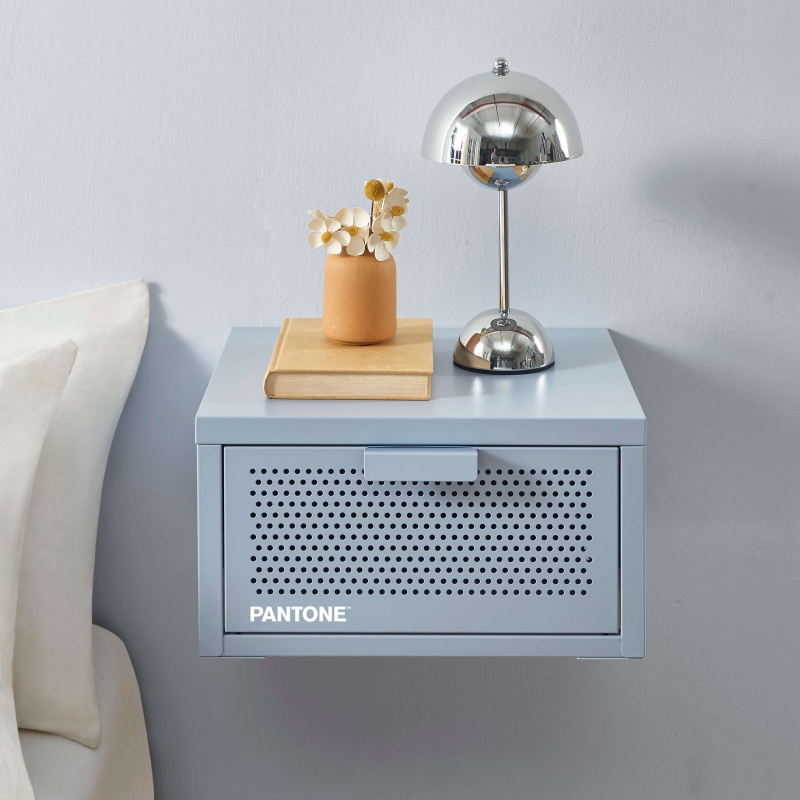 Table de chevet murale PANTONE métal gris bleu 40cm