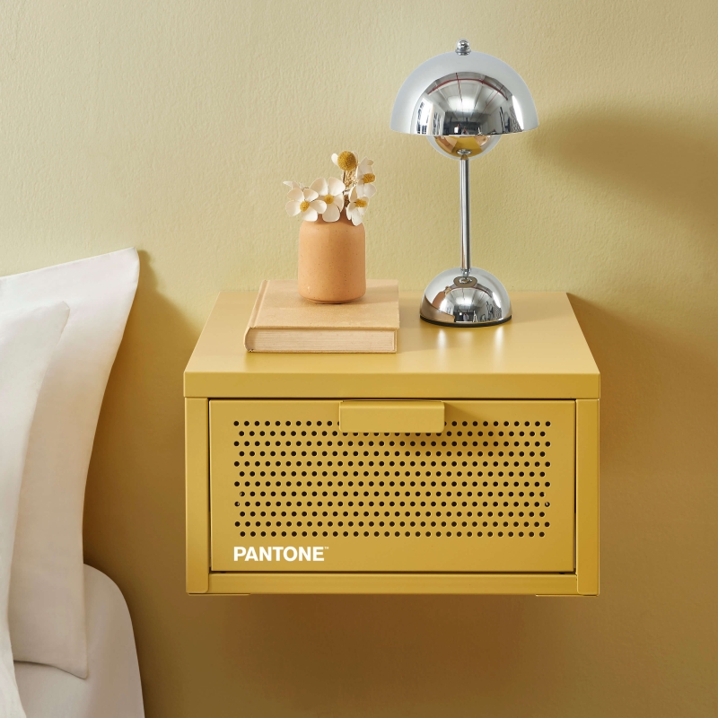 Table de chevet murale PANTONE métal jaune moutarde 40cm